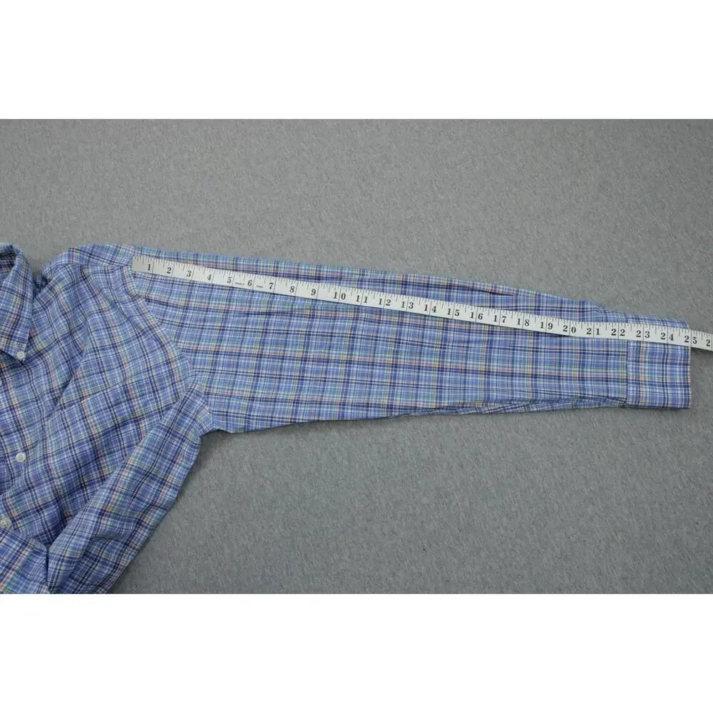 Lauren Ralph‎ Lauren Shirt Mens Large 16 - 34/35 Plaid Cotton Blend Stretch